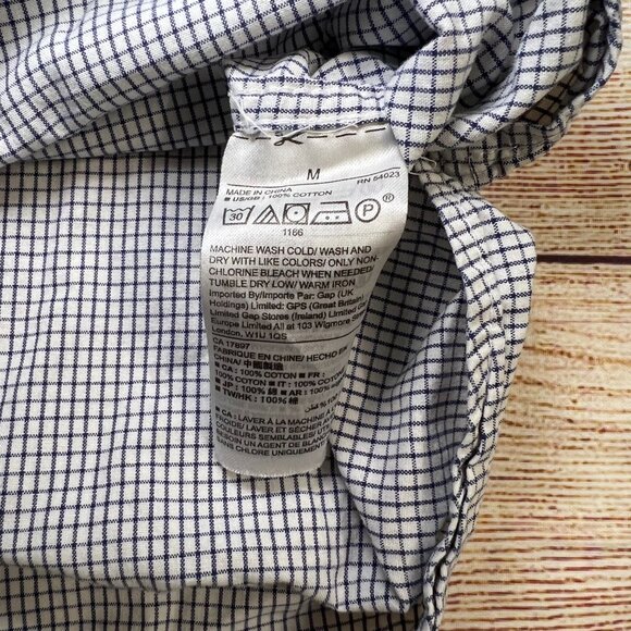 Gap Men's Standard Fit Button Up Dress Shirt Long Sleeve Navy Blue Gingham Check - Picture 7 of 7